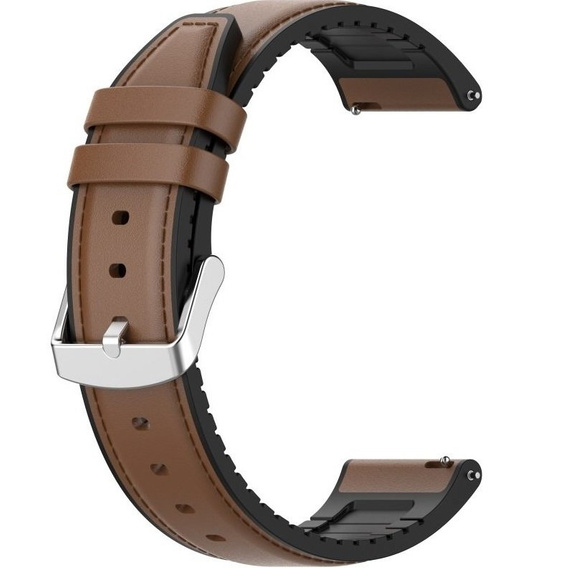 22mm Genuine Leather Coated Silicone Watch Band - Brown