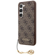 GUESS Case for Samsung Galaxy A55, 4G Charms Collection Hardcase, brown