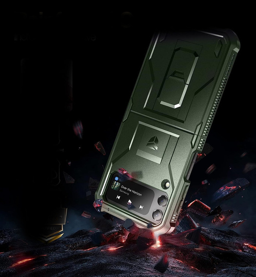 Armored Case for Samsung Galaxy Z Flip 4 5G, Dexnor Clip Holder, green