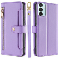 Flip case for Samsung Galaxy M15 5G, Wallet Zipper Pocket, purple