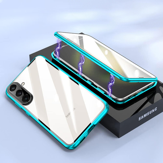 Case for Samsung Galaxy A17 5G, Magnetic Dual Glass, transparent with blue sides
