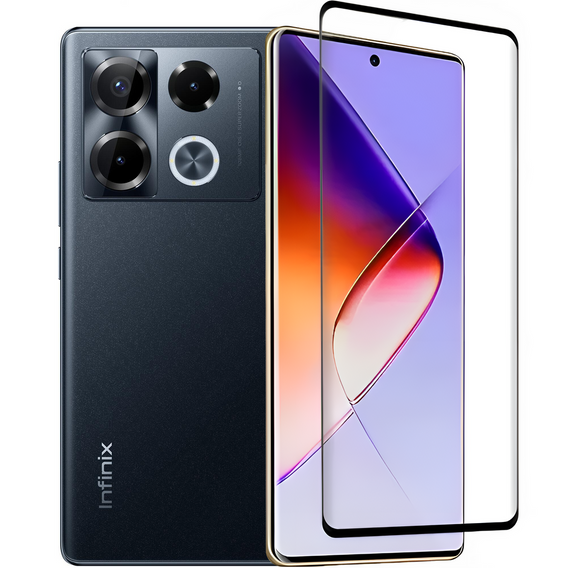 3D Tempered Glass for Infinix Note 40 Pro Plus, black frame