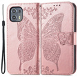 Flip case for Motorola Edge 20 Lite, Butterfly, pink rose gold