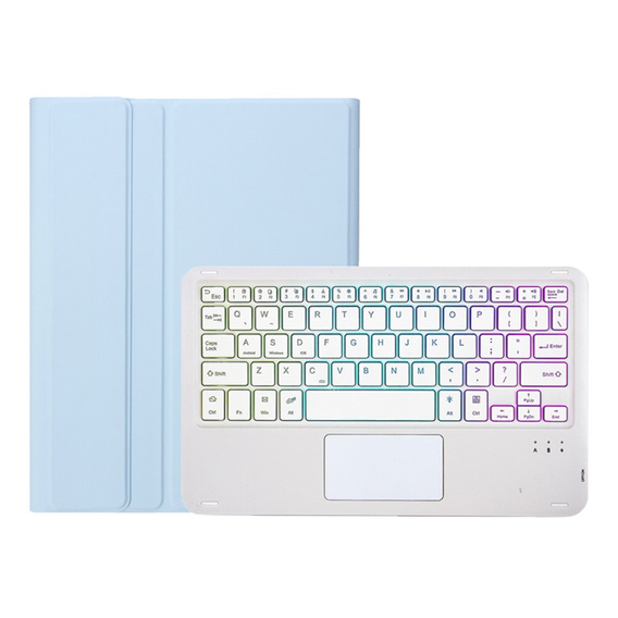 Case + keyboard Samsung Galaxy Tab A9+, with touchpad, light blue