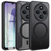 Case for Xiaomi Redmi 14C / Xiaomi Poco C75, for MagSafe, ERBORD Matt Case, black + Screen Glass