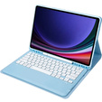 Case + keyboard Samsung Galaxy Tab S9+, Leather Pen Slot, light blue