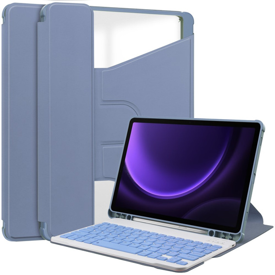 Keyboard case for Samsung Galaxy Tab S10 Lite / S10 FE / S9 FE, Rotary 360° Leather, purple