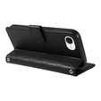 Flip case for iPhone 16E, Rhombus Crossbody Leather, black
