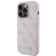 GUESS Case for iPhone 15 Pro Max, 4G Metal Gold Logo, pink
