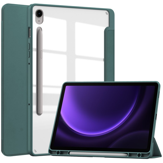 Case for Samsung Galaxy Tab S10 Lite / S10 FE / S9 FE, Smartcase Hybrid, with stylus space, dark green