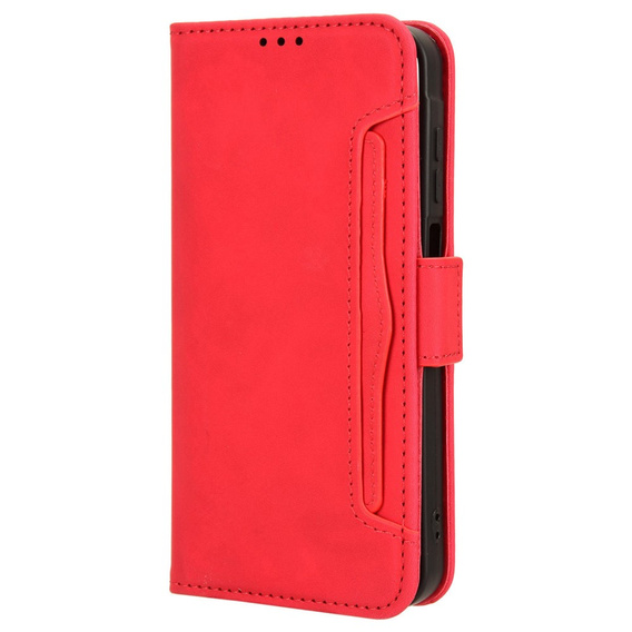 Flip case for Samsung Galaxy M55 5G, Card Slot, red