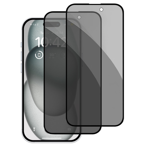 2x Tempered Privatization Glass for iPhone 15 Plus, ERBORD Anti-Spy