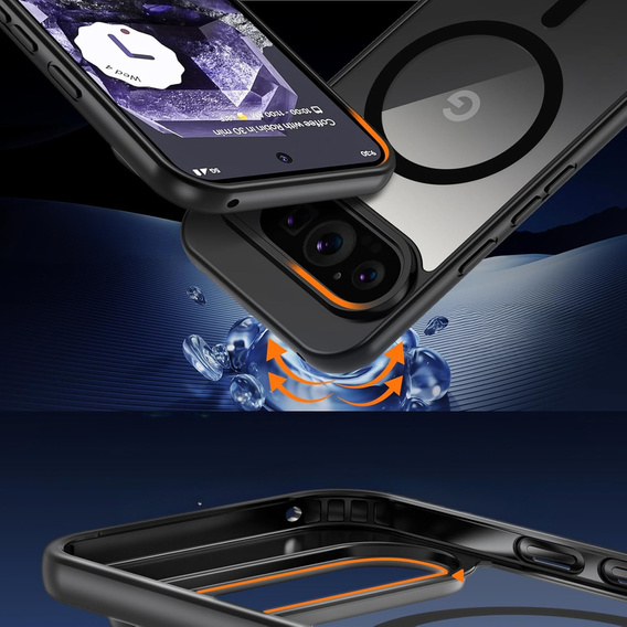 Case for Google Pixel 9 Pro, for MagSafe, ERBORD Matt Case, black + Screen Glass