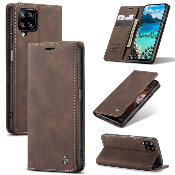 CASEME case for Samsung Galaxy A12 / M12 / A12 2021, Leather Wallet Case, coffee