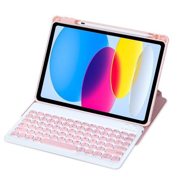 Keyboard case for iPad 11" 2025 A16 (11 gen.) / iPad 10.9" 2022 (10 gen.), Rotary 360° Leather, pink rose gold