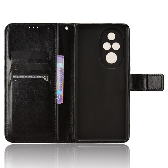Flip case for Honor 200 Pro 5G, Crazy Horse Wallet, black