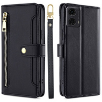 Flip case for Motorola Moto G04 / G24 / G24 Power, Wallet Zipper Pocket, black