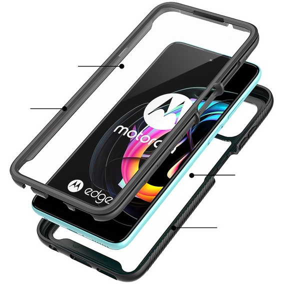 Case for Motorola Edge 20 Lite, Shockproof, with film, blue