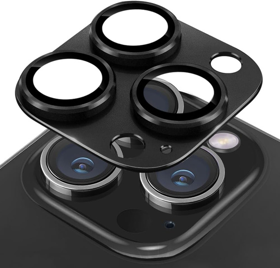 Camera glass for iPhone 16 Pro / 16 Pro Max, black metal overlay ERBORD