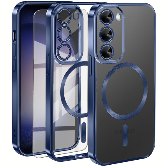 Case for Samsung Galaxy S23 Plus, Electro MagSafe, dark blue + Screen Glass