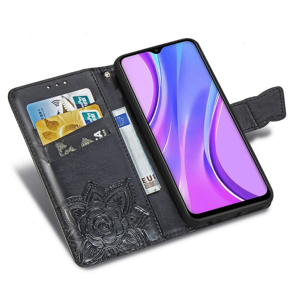Flip case for Xiaomi Redmi 9, Butterfly, black