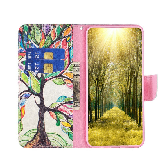 Flip case for Xiaomi Redmi 13C / Poco C65, Wallet, tree of life, white