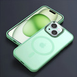Case for iPhone 15, for MagSafe, ERBORD Matt Case, green + Screen Glass