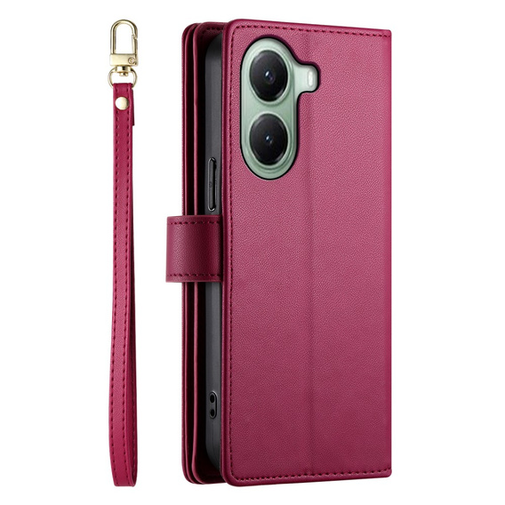 Flip case for Xiaomi Poco X7 Pro 5G, Wallet Zipper Pocket, red