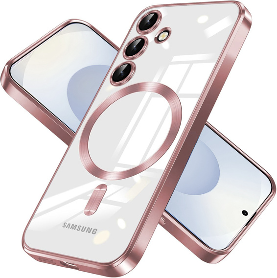 Case for Samsung Galaxy S25, Electro MagSafe, pink rose gold + Screen Glass