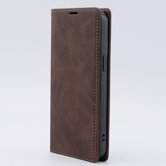 Case for iPhone 15 Pro, ERBORD Vintage, wallet with flap, coffee