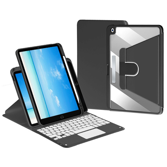 Case + keyboard iPad 7/8/9 10.2 2021 / 2019 / 2020, Touchpad Pen Slot, black
