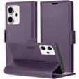 Case for Oppo Reno 14, ERBORD Glossy Litchi, wallet with flap, purple