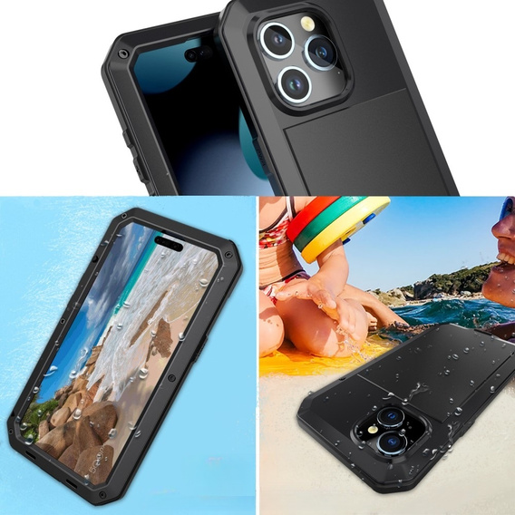 Case for iPhone 15, armoured, with integrated glass, black