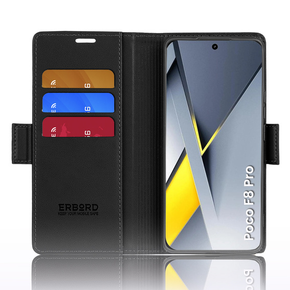 ERBORD Glossy Litchi flip case for Xiaomi Poco F8 Pro