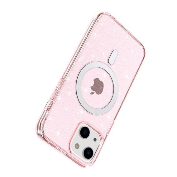 Case for iPhone 14, Dropproof MagSafe Glitter, pink