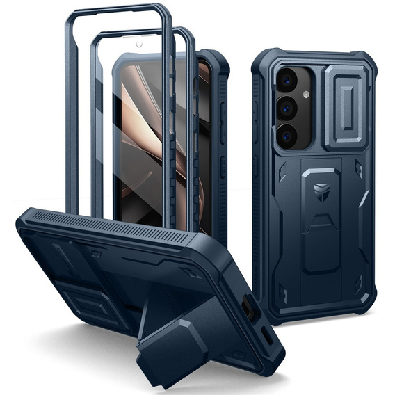 Armored case for Samsung Galaxy S25, Dexnor Full Body (Two Frames), dark blue