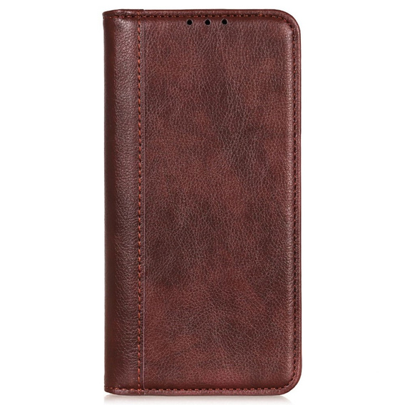 Case for OnePlus 12 5G, Wallet Litchi Leather, brown