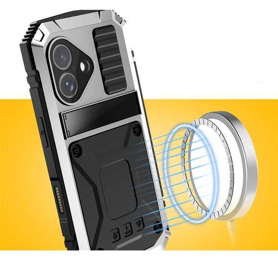 R-JUST case with stand and built-in glass for iPhone 17