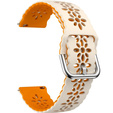Universal 20mm Soft Hollowed-out Silicone Strap, Beige / Orange