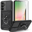 Armored Case for Samsung Galaxy A56, CamShield Slide, black + Tempered Glass 9H