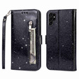 Flip case for Samsung Galaxy S24 Ultra, Wallet Zipper Pocket Glittery, black