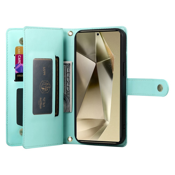 Flip case for Samsung Galaxy S25 Ultra, Wallet Zipper Pocket, green