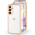 Case for Samsung Galaxy A35 5G, Electro heart, white + Full Glue Ceramic Glass