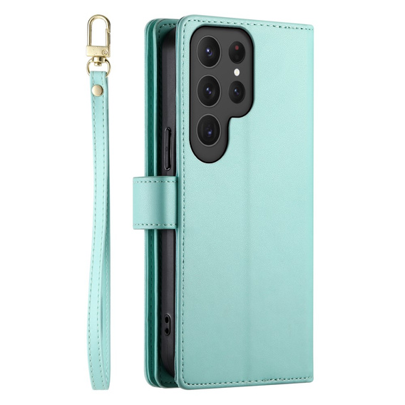 Flip case for Samsung Galaxy S25 Ultra, Wallet Zipper Pocket, green