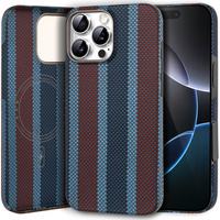 Case for iPhone 16 Pro Max, Aramid Fiber Slim Case, for MagSafe, blue / red