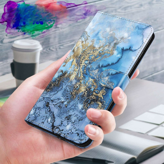 Flip case for Samsung Galaxy A14 4G/5G, Wallet Marble, blue