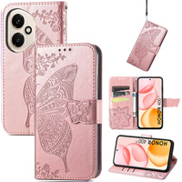 Flip case for Honor 400 5G, Butterfly, pink rose gold
