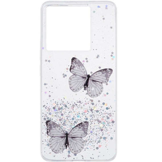 Case for Xiaomi 13T / 13T Pro / Redmi K60 Ultra, Glitter Butterfly, white
