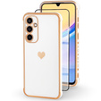 Case for Samsung Galaxy A15 4G / 5G, Electro heart, white + Full Glue Ceramic Glass