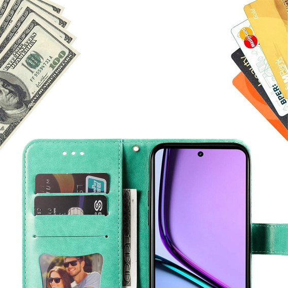 Flip case for Realme C67, Mandala, green